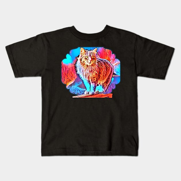 Cat drawing painting design Kids T-Shirt by Shadowbyte91